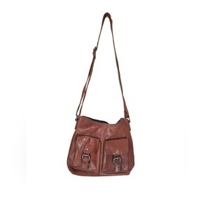 Spikes And Sparrow 100% Genuine Leather Crossbody Bag With Buckles Zipper Close